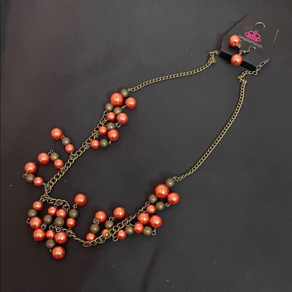 Paparazzi Bold Red and Gold Necklace - Picture 2 of 8